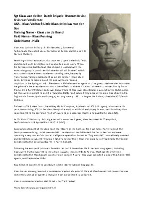 A preview of a PDF biography for van der Bor, Klaas